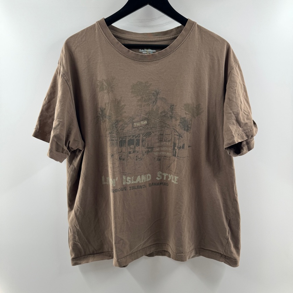 Island Shores Brown “Livin Island Style” Tiki Bar Graphic T-Shirt Size XL